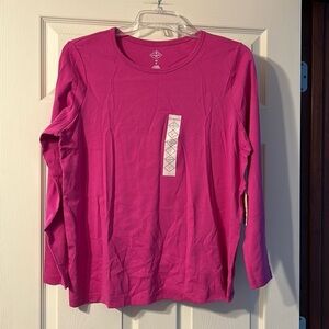 NWT St John’s Bay Hot Pink Long Sleeve Tee 1X